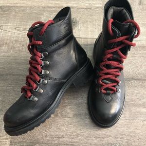 Boemos Black Hiking Boots with Red Laces